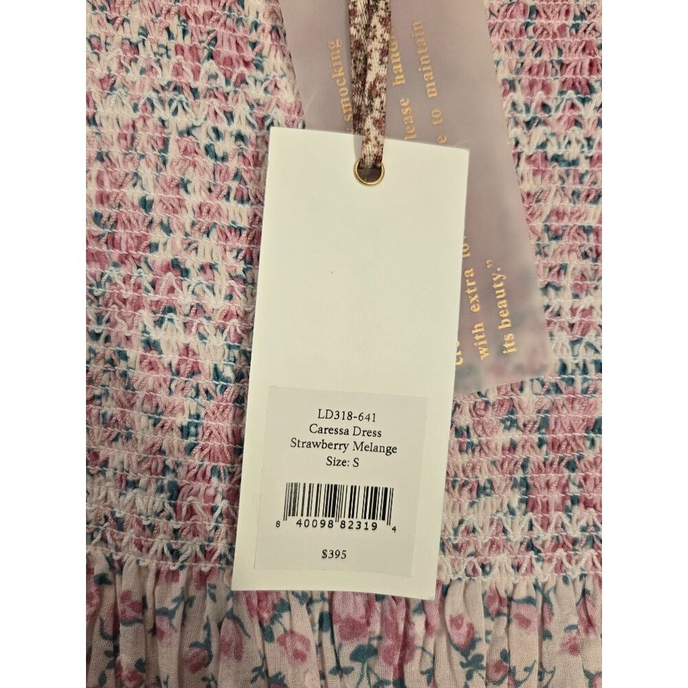 LOVESHACKFANCY Caressa Floral Print Tiered Sundress Pink Small NWT $395 - Picture 6 of 9